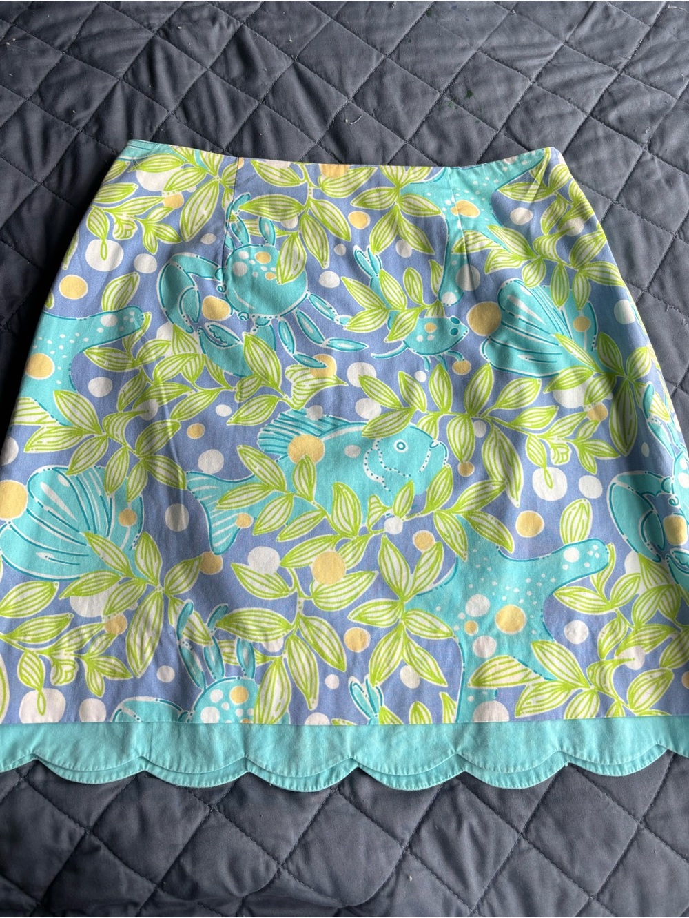 Lilly Pulitzer Women’s Turquoise & Lime Scalloped Hem A-Line Skirt